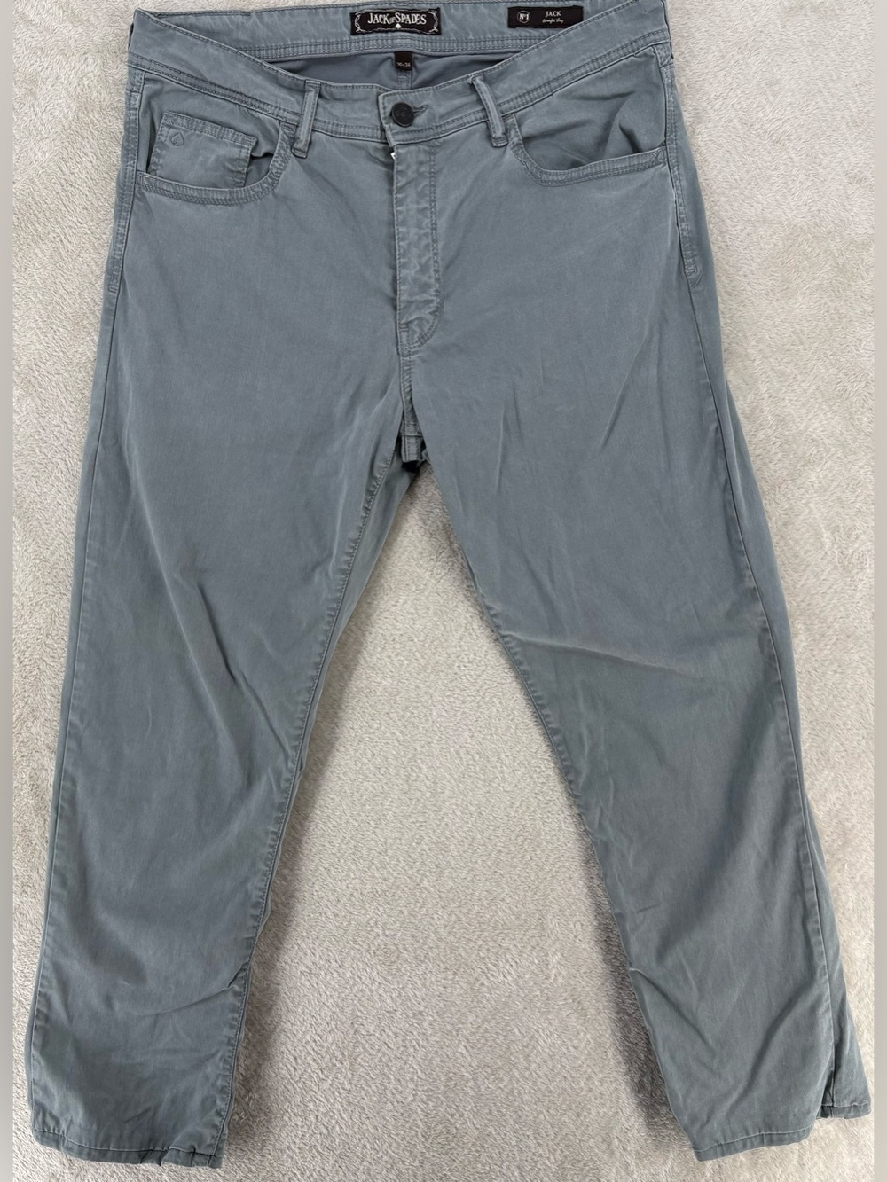 Jack of Spades Men’s Gray Slim Straight Jeans 36x34 Stretch Denim Pants
